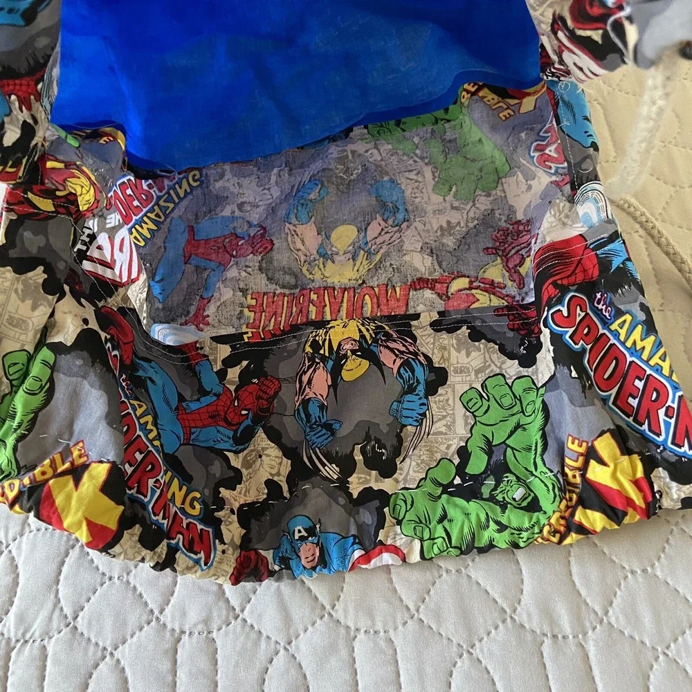 POTTERY BARN KIDS AVENGERS Marvel Comics Twin Size Flat Sheet Laundry Bag Lot